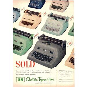 1952 IBM International Business Machines Typewriters Vintage Print Ad Wall Art